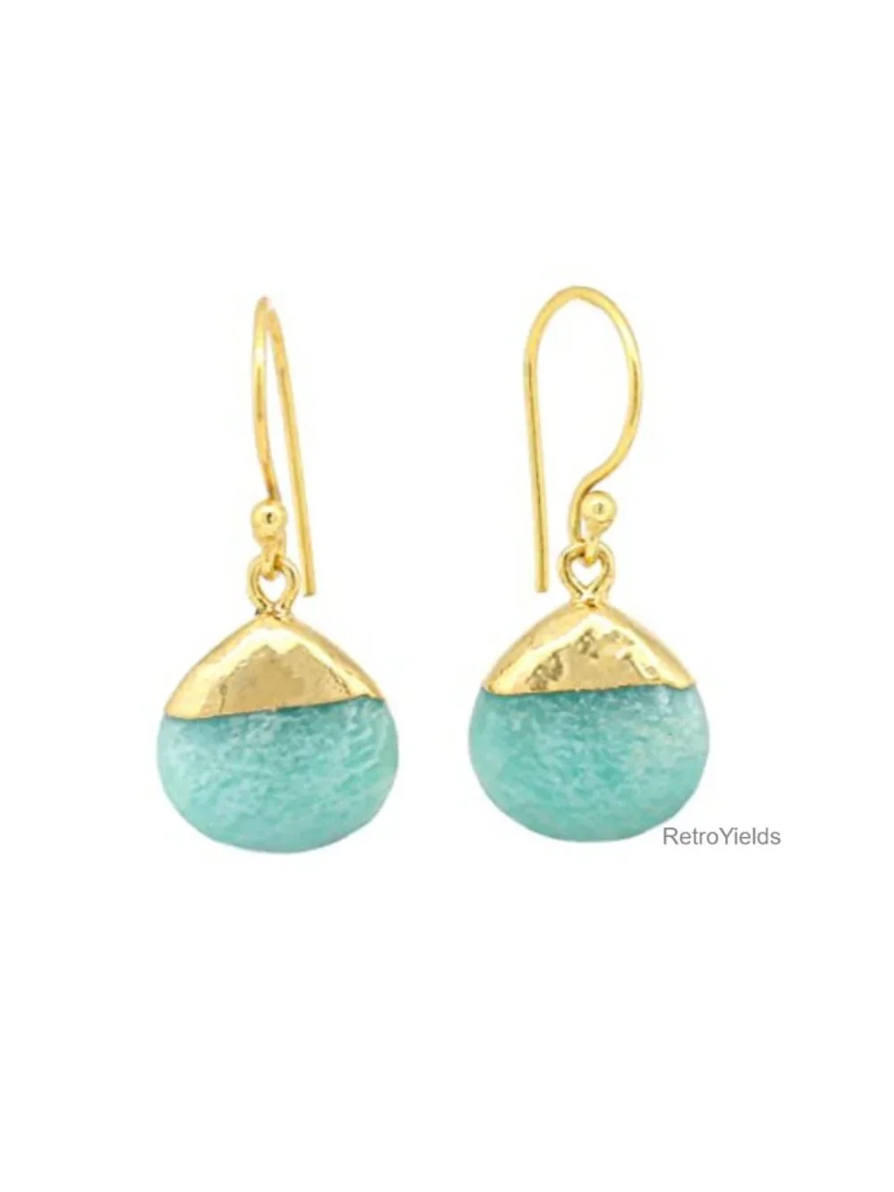 Handmade 14k Gold Plated Teardrop Dangle Earrings Natural Gemstone